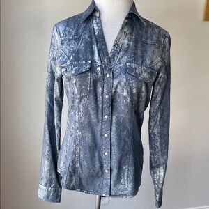 Silver Jeans Shimmering Gray Blouse
